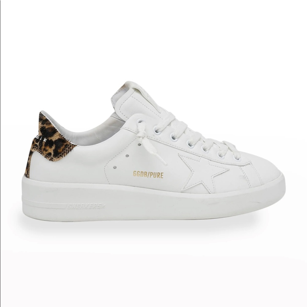 Golden Goose White Sneakers with Leopard Accent
